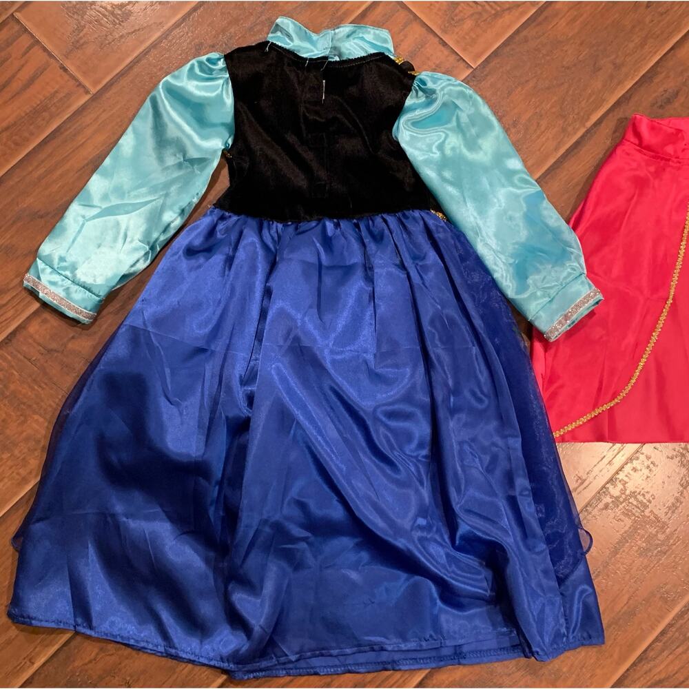 Disney Frozen Anna Costume Dress Girls Size 4-6 Long Sleeve Blue Red Princess - Picture 9 of 12